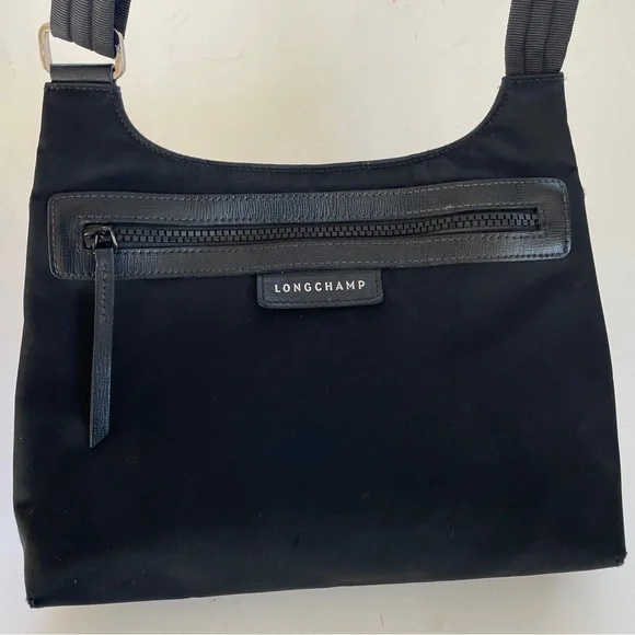 Longchamp Le Pliage Neo Flat Black Nylon Crossbody Bag Shoulder Purse - Picture 4 of 11